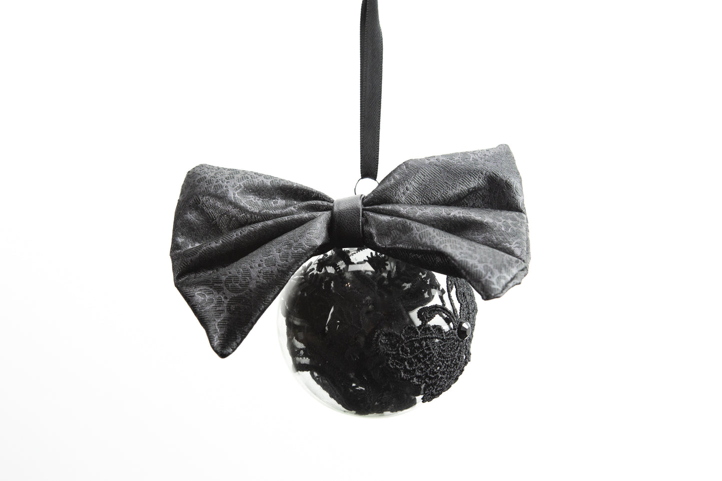 Black Bow Version III Glass Ornament