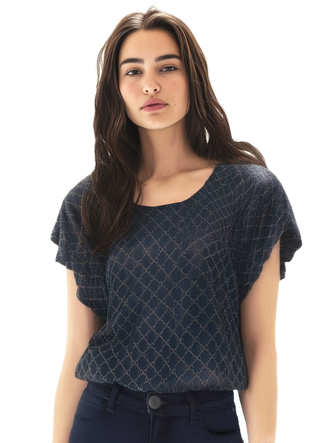 Navy and Beige Dolman Top