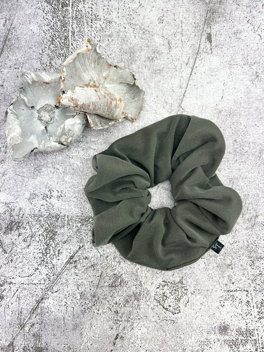 Olive Rib Knit Extra Large Hair Scrunchie SCR00040