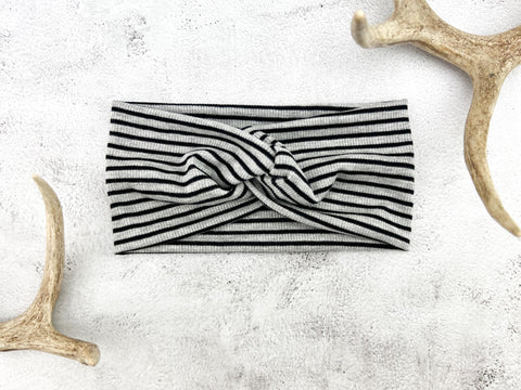 Gray and Black Rib Knit headband