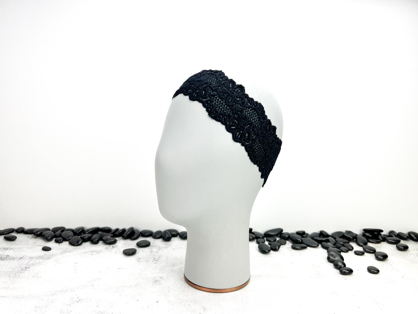 Black Wide Stretch Lace Headband