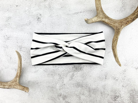 White and Black Knit headband