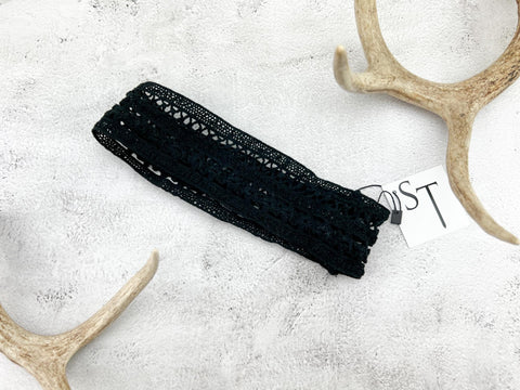 Black Wide Stretch Lace Headband