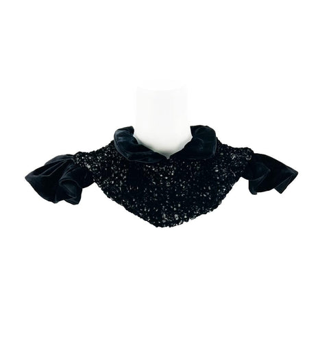 Black and Silver Quilted Velvet Neck Collar