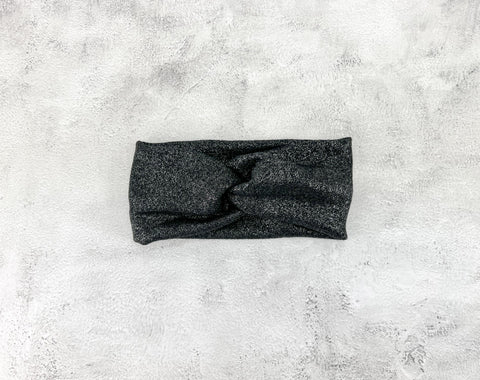Metallic Silver and Black Sweater Knit Headband