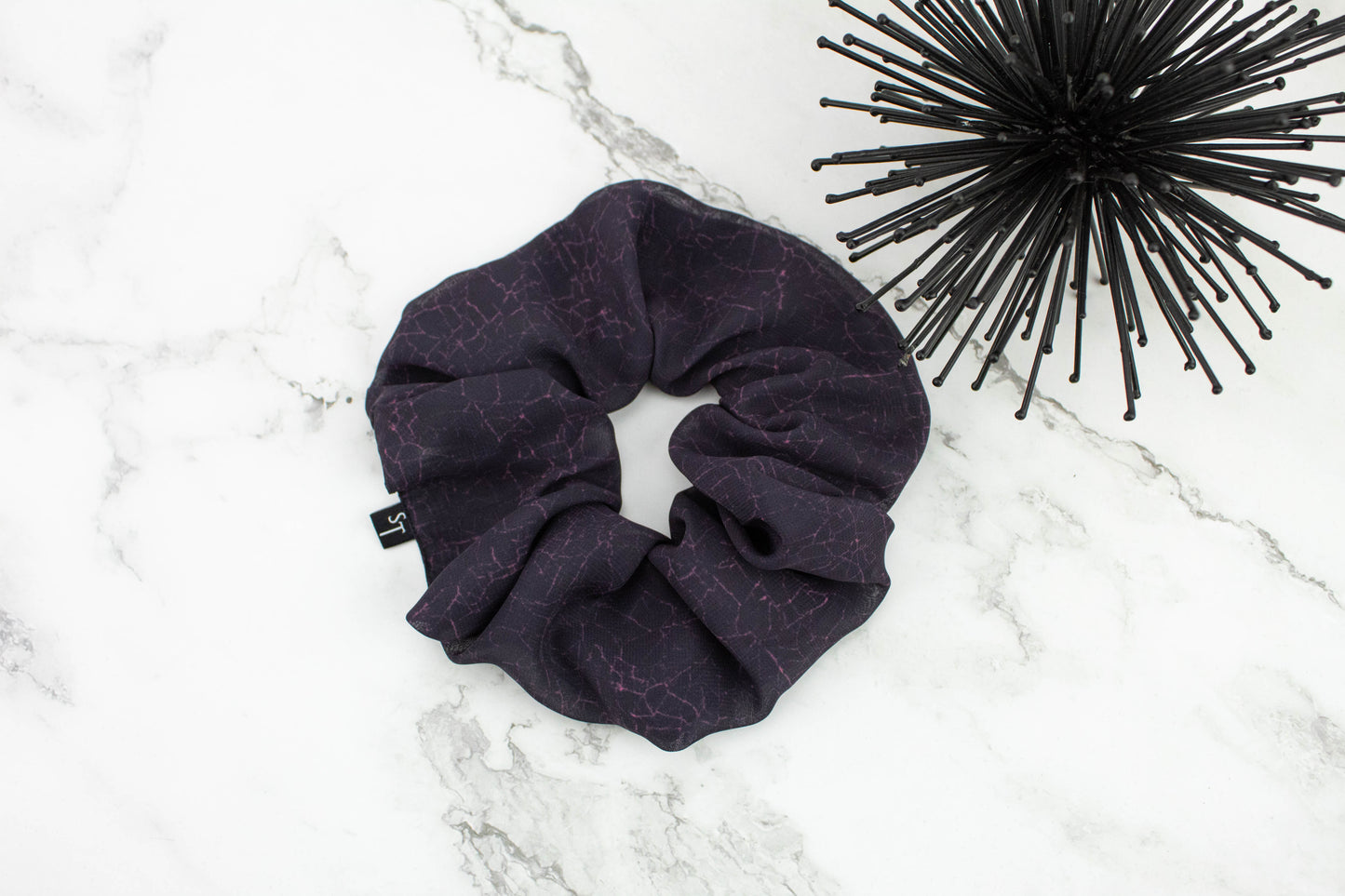 Dark Burgundy Abstract Lines Extra Large Hair Scrunchie