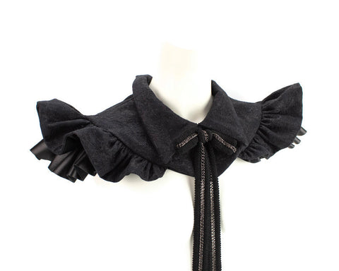 Black Metallic Damask Chain Bowtie Neck Collar