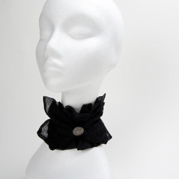Black Floral Lace and Organza Multi Function Corsage (cuff, choker, anklet, headband) SPP00094