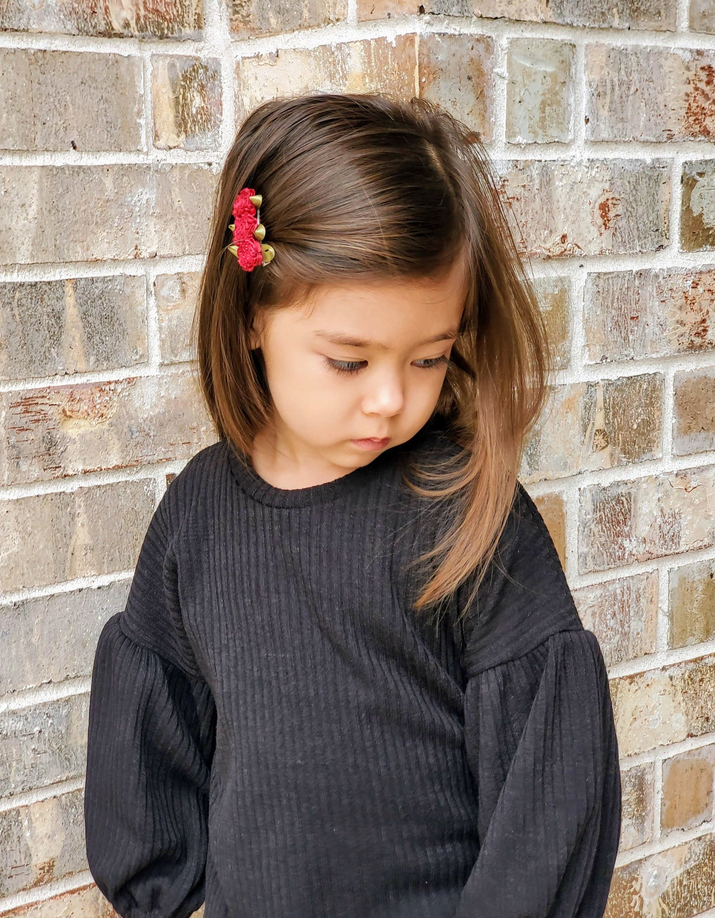 Mini Floral Hair Clip Set of 4 Gold and Brown