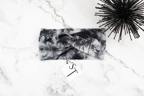Gray Tie Dye Rib Knit headband