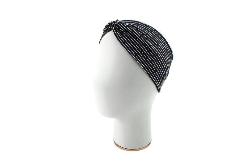 Black and White Stripe Knit Headband