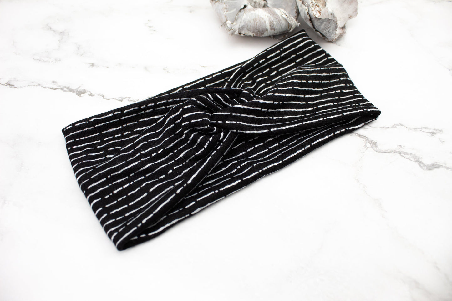 Black and White Stripe Knit Headband