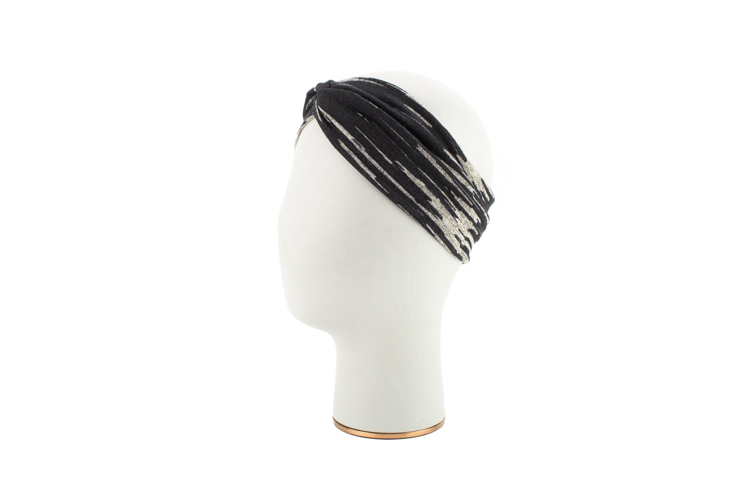 Black and Oatmeal Stripe Sweater Knit Headband