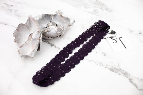 Dark Purple Stretch Lace Headband