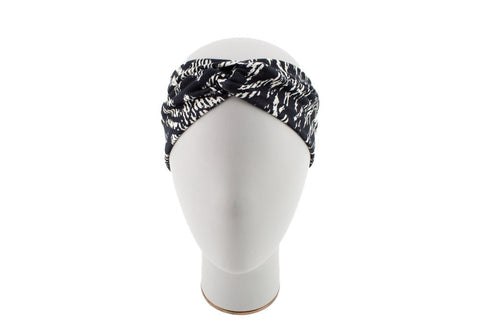 Black and Off White Chevron Knit Headband