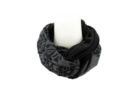 Gray and Black Tribal Knit Infinity Scarf
