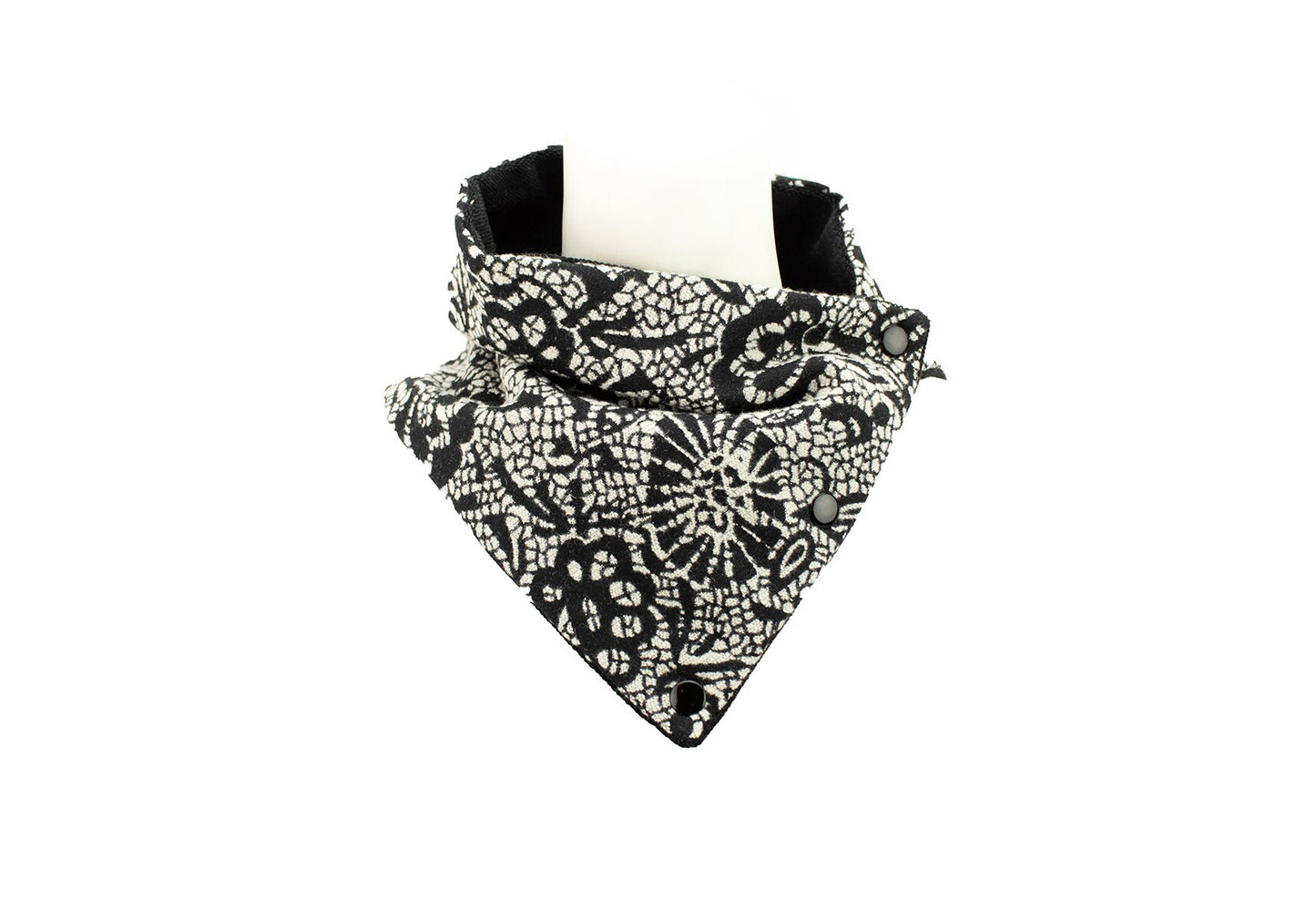 Cream and Black Floral Wool Scarflette Cowl