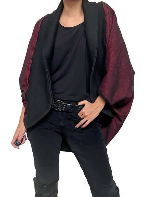 Red and Black Open Cocoon Jacket