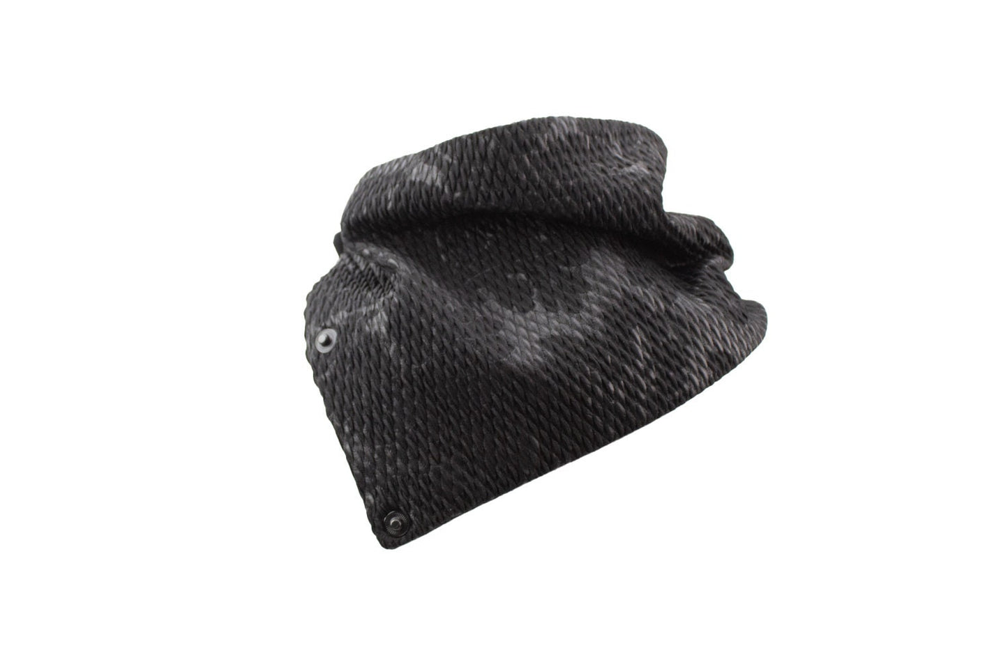 Black Lambskin and Cloque Snap Scarflette Cowl