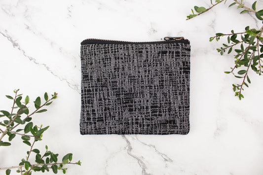 Black and White Tweed Zipper Pouch