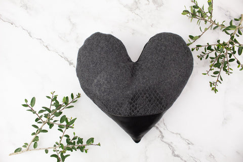 Black and Gray Snake Print Heart Pillow