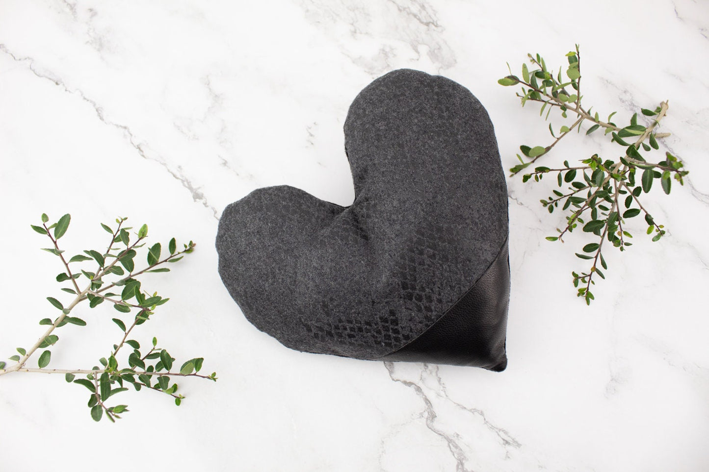 Black and Gray Snake Print Heart Pillow