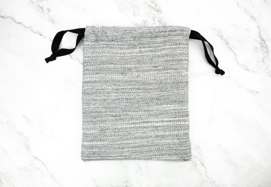 Heather Gray Waffle Knit Drawstring Bag
