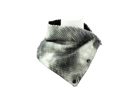 Crackled Quilted Snake Skin Snap Scarflette Cowl