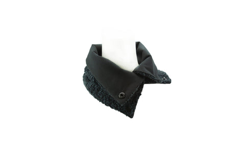 Prussian Blue Wool Boucle Snap Scarflette Cowl
