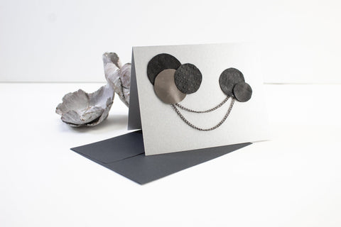 Black and Gray Leather Circles with Double Chain Blank Card