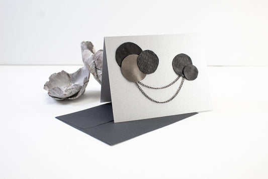 Black and Gray Leather Circles with Double Chain Blank Card