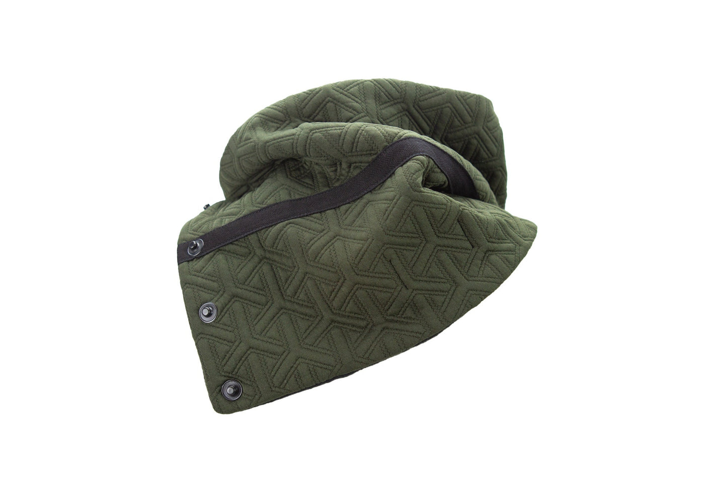 Olive Green Quilted Snap Scarflette Cowl with Grommet Tape