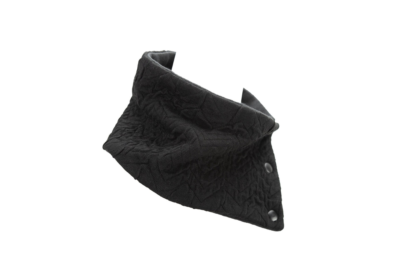 Black Textured Mini Snap Scarflette Cowl