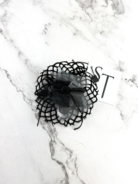 Black and White Circular Brooch