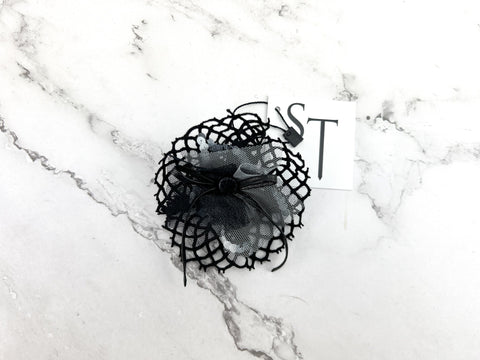 Black and White Circular Brooch