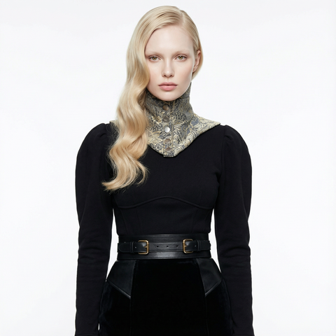 Metallic Gold Lace Neck Corset