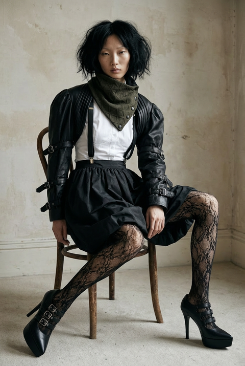 Olive Green Quilted Snap Cowl