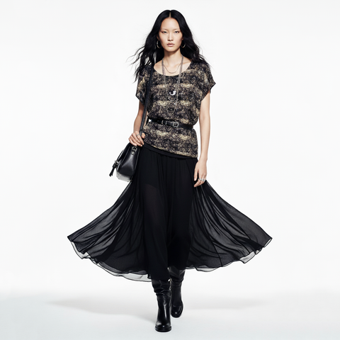 Black and Ecru Distressed Stripe Dolman Top