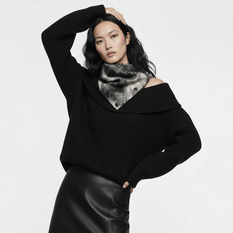 Crackled Quilted Snake Skin Snap Cowl