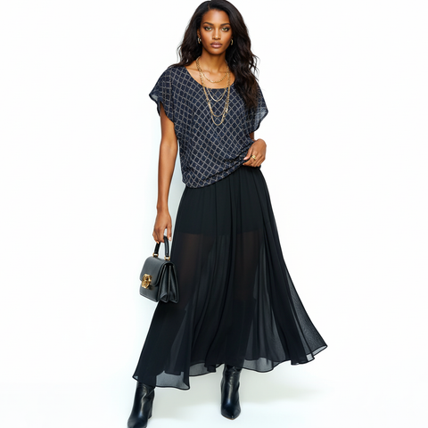 Navy and Beige Dolman Top