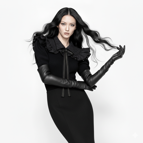 ブラックメタリックダマスクチェーンボウタイネックカラー