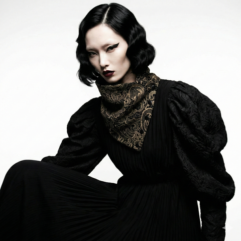 Metallic Gold Lace Snap Cowl