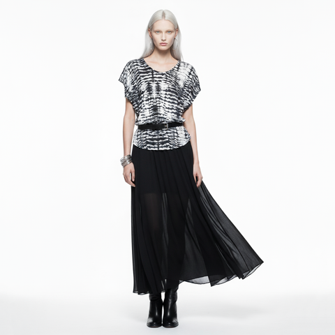 Gray and Off White Tie Dye Dolman Top