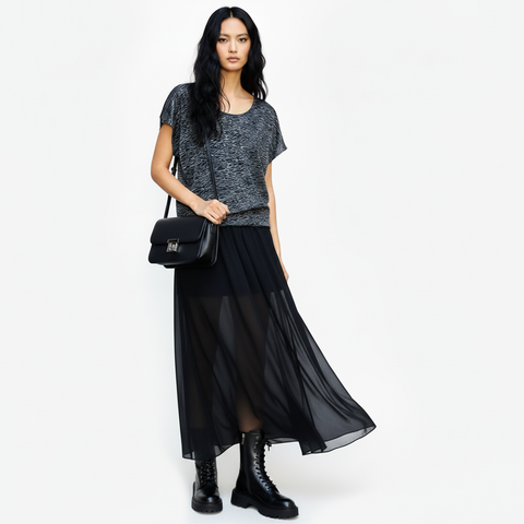 Black and Gray Animal Print Dolman Top