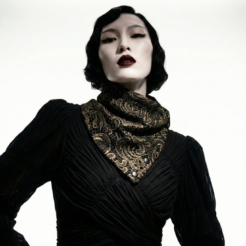 Metallic Gold Lace Snap Cowl