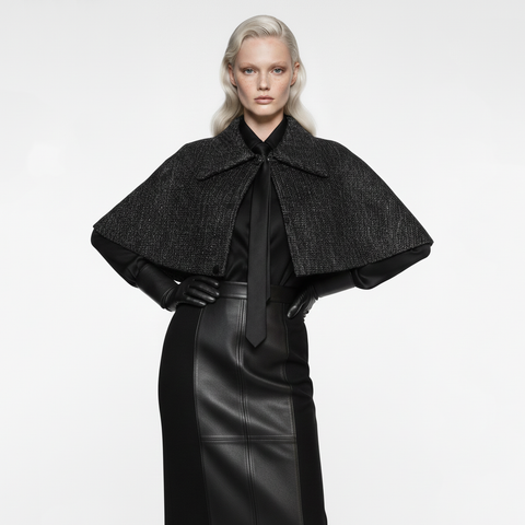 Black Tweed Cape