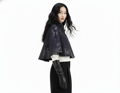 Midnight Splatter Paint Military Cape