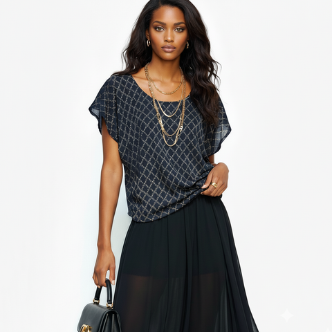 Navy and Beige Dolman Top