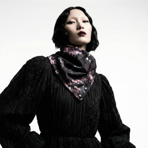 Purple Floral Burnout Snap Cowl