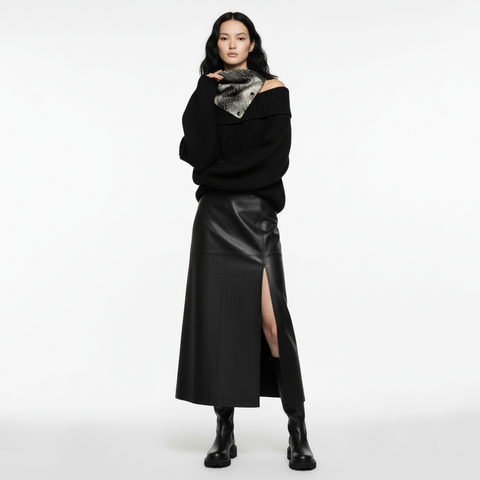 Crackled Quilted Snake Skin Snap Cowl